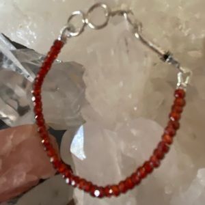 natural red garnet seed bead bracelet with an extended silver clasp, 6 inches